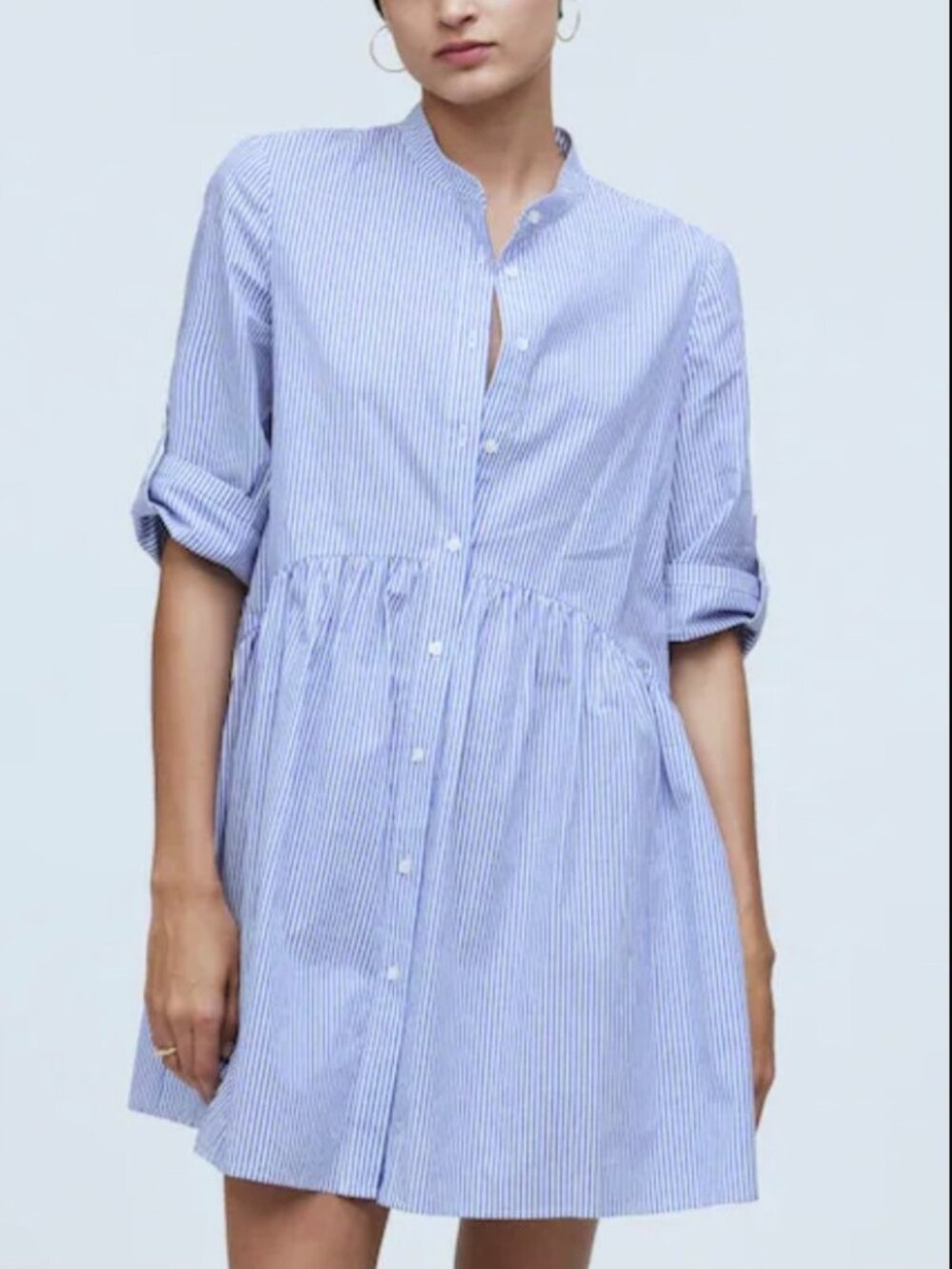 {NWOT} Madewell Oversized Blue and White Striped Poplin Shirt Dress | Size M
